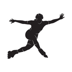 vector silhouette of a roller skater athlete in action