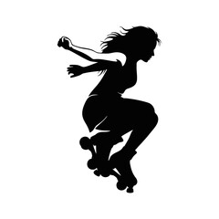 vector silhouette of a roller skater athlete in action