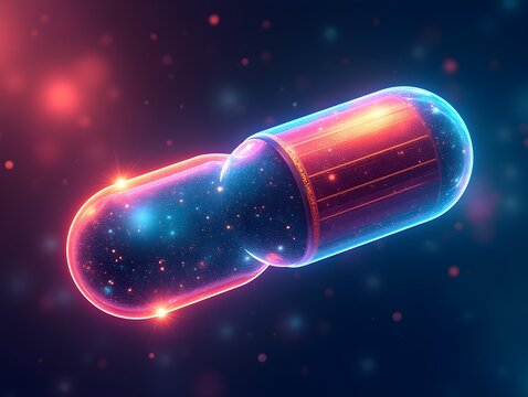 Abstract Space Capsule Cosmic Geometry and Vibrant Hues