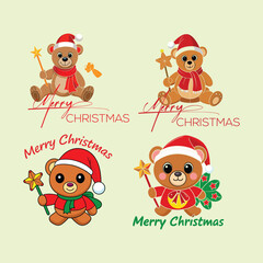 Collection of Christmas Teddy Bear Designs.