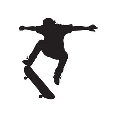 vector silhouette of a child skateboarding