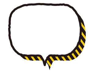 手書き風線の目立つ注意・警告吹き出し　横長楕円　26