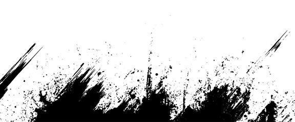 Vector modern black paint brush spots paint ink brush strokes