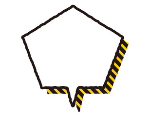 手書き風線の目立つ注意・警告吹き出し　五角形　23