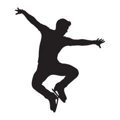 vector silhouette of an ice skater in action