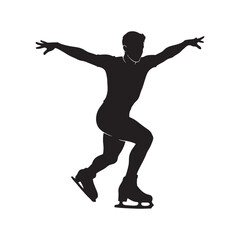 vector silhouette of an ice skater in action