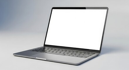 Sleek Silver Laptop Mockup Blank Screen for Website or App Presentation