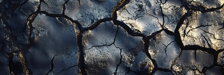 Deep cracks in dark, dry earth illustrate the devastating power of seismic waves emanating from an earthquake's epicenter, highlighting the impact of geological forces