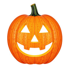 Vibrant Orange Pumpkin with Classic Jack-o'-Lantern Face for Halloween Celebrations and Decorations