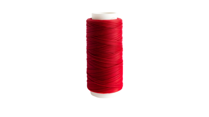 Photo of red thread spool isolated on transparent background.png