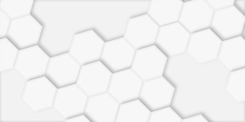  pattern of hexagons white background repeating hexagonal pattern with soft shadows around them.