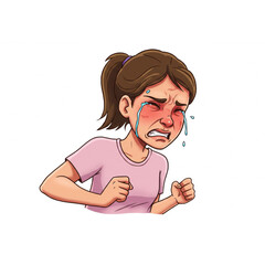 Upset girl cartoon character design perfect for animation projects needing a sad expression girl emoticon or avatar