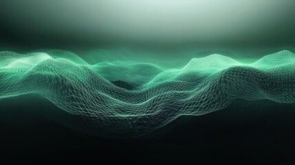A luminous web of neural threads weaves through a sea of green mist, capturing the essence of thought, energy