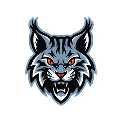 Angry Wildcat Head Mascot Logo in Vector Style with Fierce Expression
