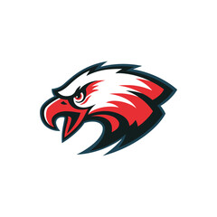 Aggressive Red and White Eagle Head Logo Vector Design