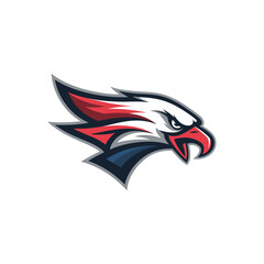 Aggressive Eagle Head Logo Design in Red, White, and Blue Colors
