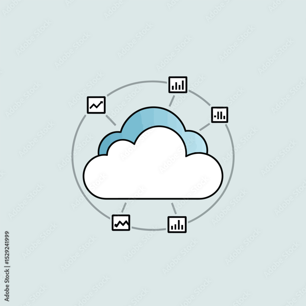 Poster cloud computing data analytics network visualization graphic