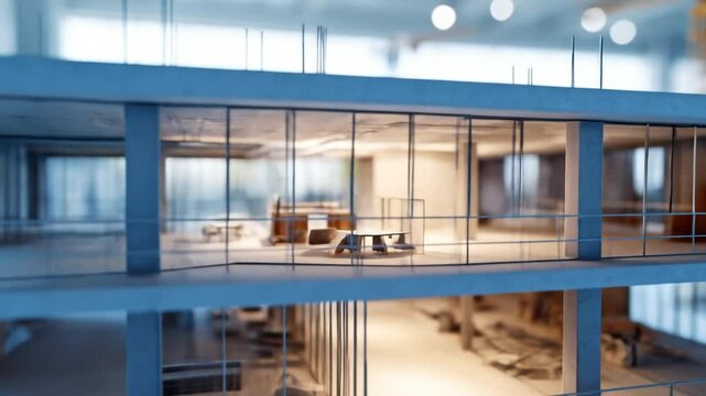 Detailed Model Of Modern Empty Office Building Under Construction