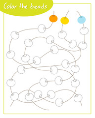 Color the round beads. Lesson for children education and activities. Age 5-7.