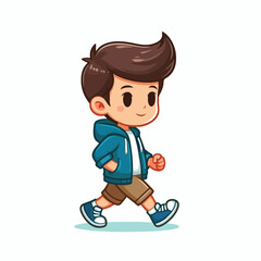 Cool boy cartoon vector running on white background