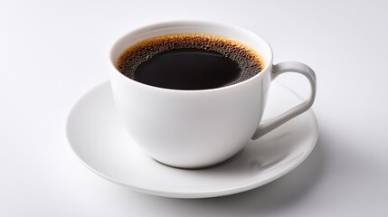 Fototapeta premium Black coffee in a white cup, a moment of pure simplicity and calm. 