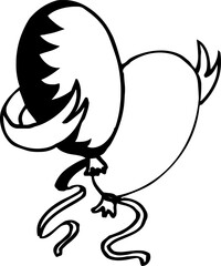 Stylized line drawing of two balloons tied together with ribbons, one balloon shaded darker, commonly used as graphic or illustration on stock sites.