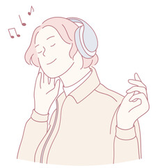 A person deeply immersed in the world of music, wearing vivid headphones and expressing pure joy through sound