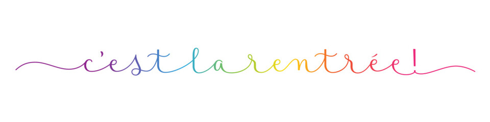 C'EST LA RENTREE! (BACK TO SCHOOL! in French) colorful vector brush calligraphy banner