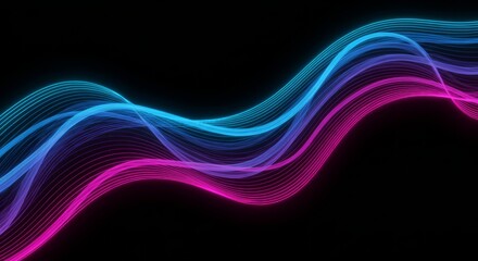 Obraz premium Neon curves on a black background