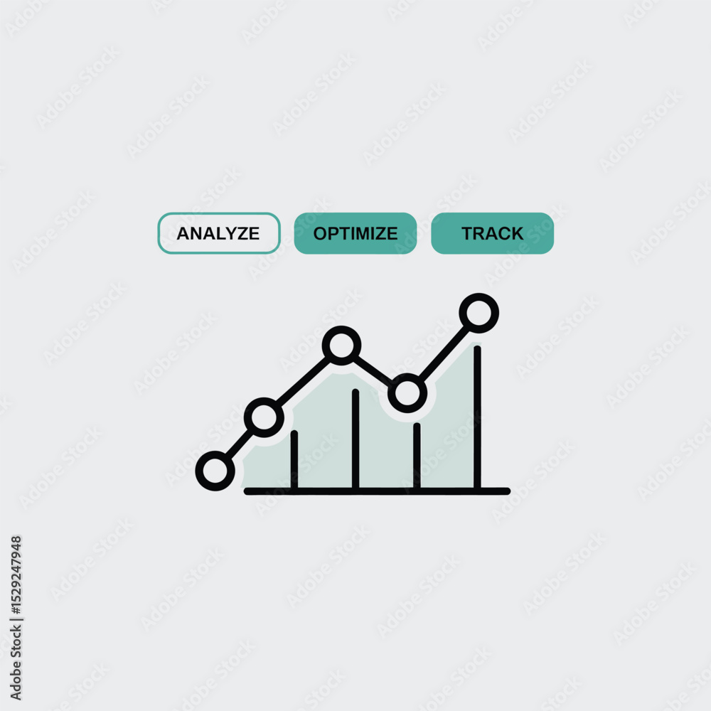 Poster line graph showing data analysis optimization and tracking progress