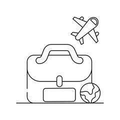 Suitcase line icon with white background vector stock illustration