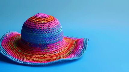 summer hat on a blue background