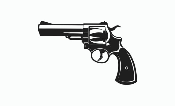 Gun silhouette illustration, firearm vector icon, weapon outline design, black handgun graphic, illustration of a gun 