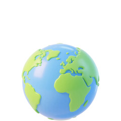 Cartoon earth globe 3d render for global concepts