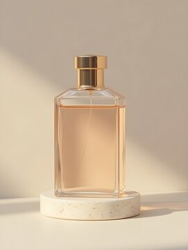 Elegant Perfume Bottle Still Life on Neutral Background with Soft Lighting