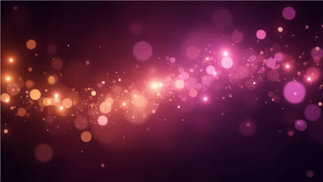 Abstract purple, gold and black glitter vintage lights background. defocused.