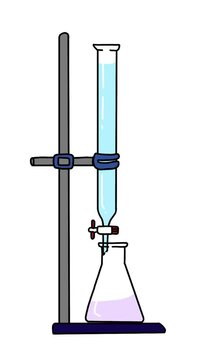 Titration Animation with Burette and Erlenmeyer Flask &ndash; Chemistry Experiment Illustration - science motion graphic