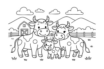 Hand drawn coloring book illustration for kids, cute animal, unicorn, fairy, mermaid