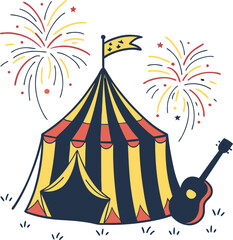 Striped circus tent vector illustration: a fun carnival entertainment icon