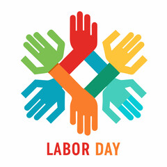 Colorful hands intertwined labor day design
