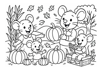 Hand drawn coloring book illustration for kids, cute animal, unicorn, fairy, mermaid