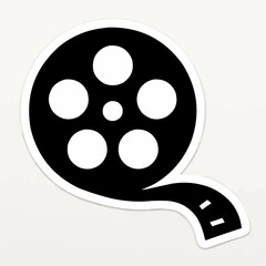This vector film reel icon on a web button symbolizes cinema, video, and movie media