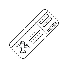 Boarding Pass line icon with white background vector stock illustration