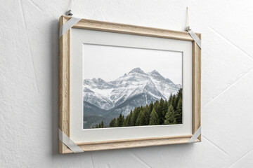 Empty Gold Picture Frame on White Wall, Ready for Art