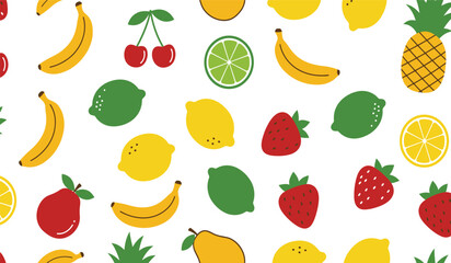 Fruit seamless pattern, decorative background of fruits and berries icons, textile print, wallpaper, decoration. 