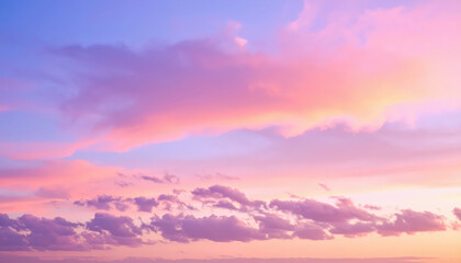Fototapeta premium Panoramic photo, view of a pink and purple sky at sunset. Sky panorama background, header and web banner