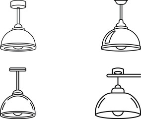 Minimalist Line Art Illustrations of Industrial Hanging Light Fixtures
