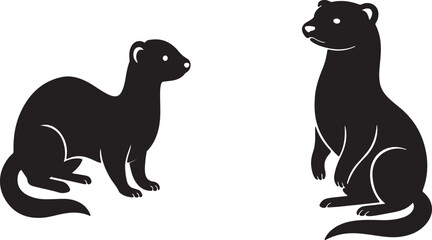 Silhouette Illustration of Two Bears in Different Poses