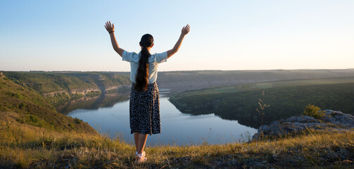 Girl prey God on the hill