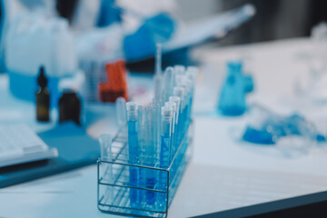 Research, experiment and medical trial being done by a scientist in a lab, science facility or...